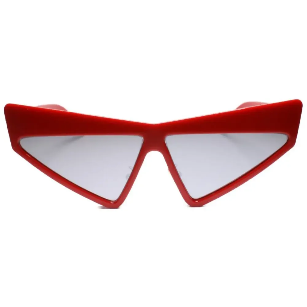 Womens Red Angular Cat Eye Sunglasses Gray Gradient Lens Retro 70s